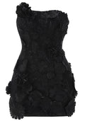 Strapless Floral Corset Dress Black