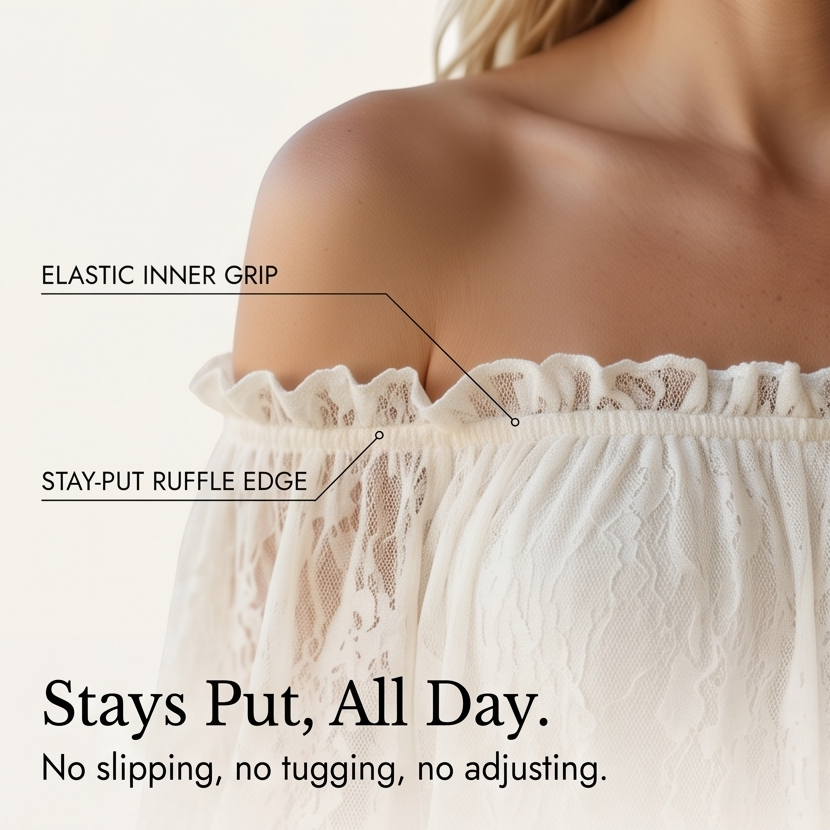 Veluna - Off-Shoulder Lace Blouse with Bell Sleeves