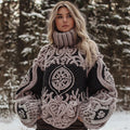 Women's Viking Rune Art Chunky Knit Turtleneck Sweater