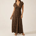 Vivara – Ruched Waist Leopard Maxi Dress