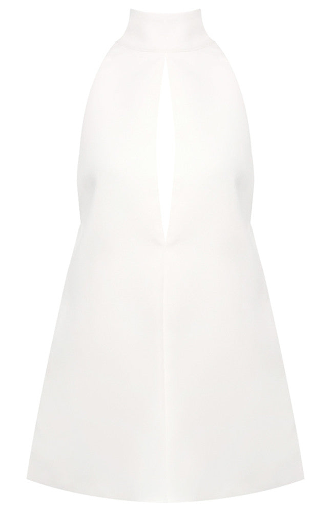 Halter Cut Out Detail A Line Dress White
