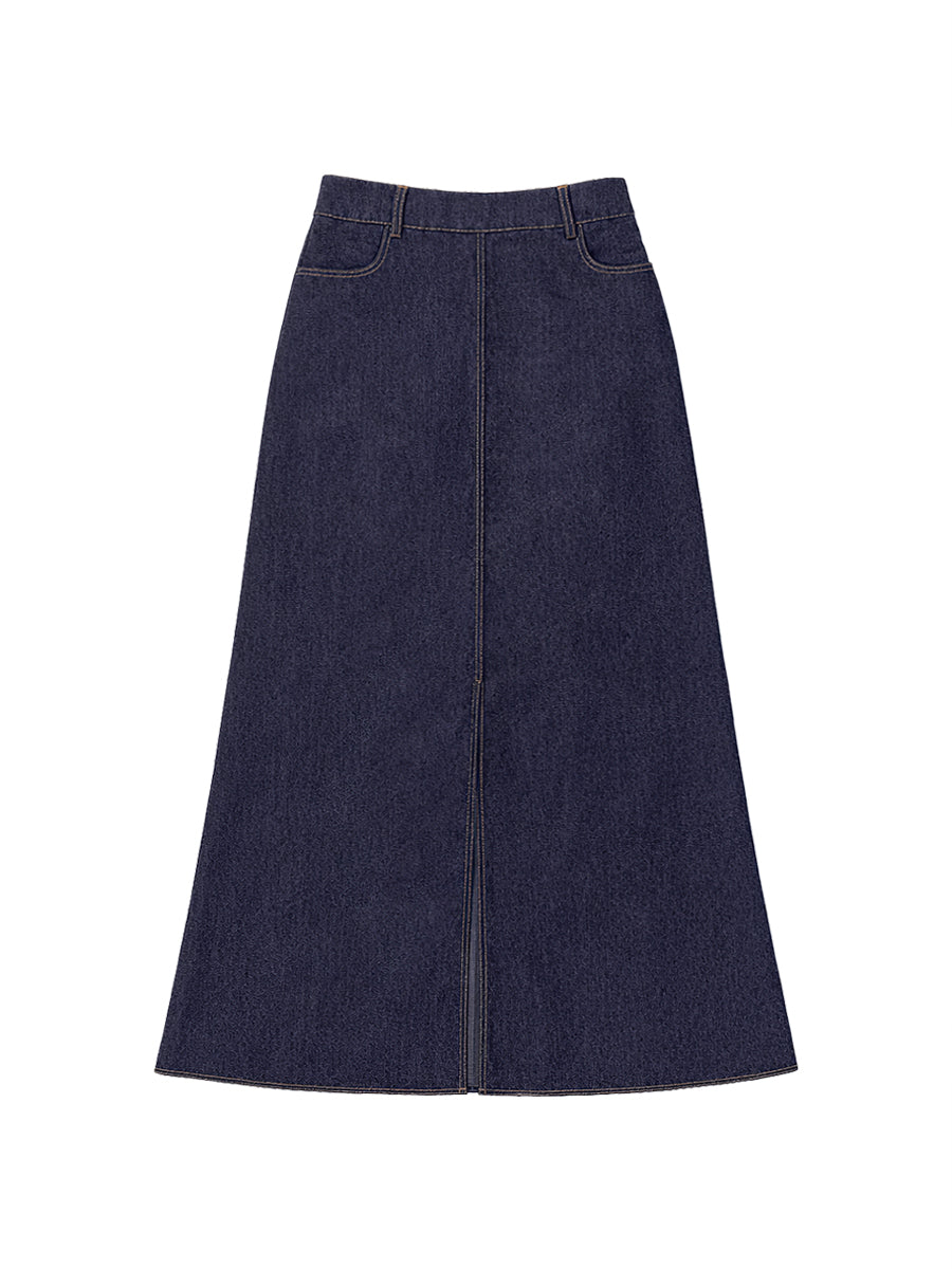 Column No Belt Solid Color Zipper Skirts Bottoms