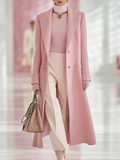 Elegant Classic Lapel Single-breasted Long Tweed Coat