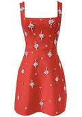 Crystal Bow Detail Backless A Line Dress Red