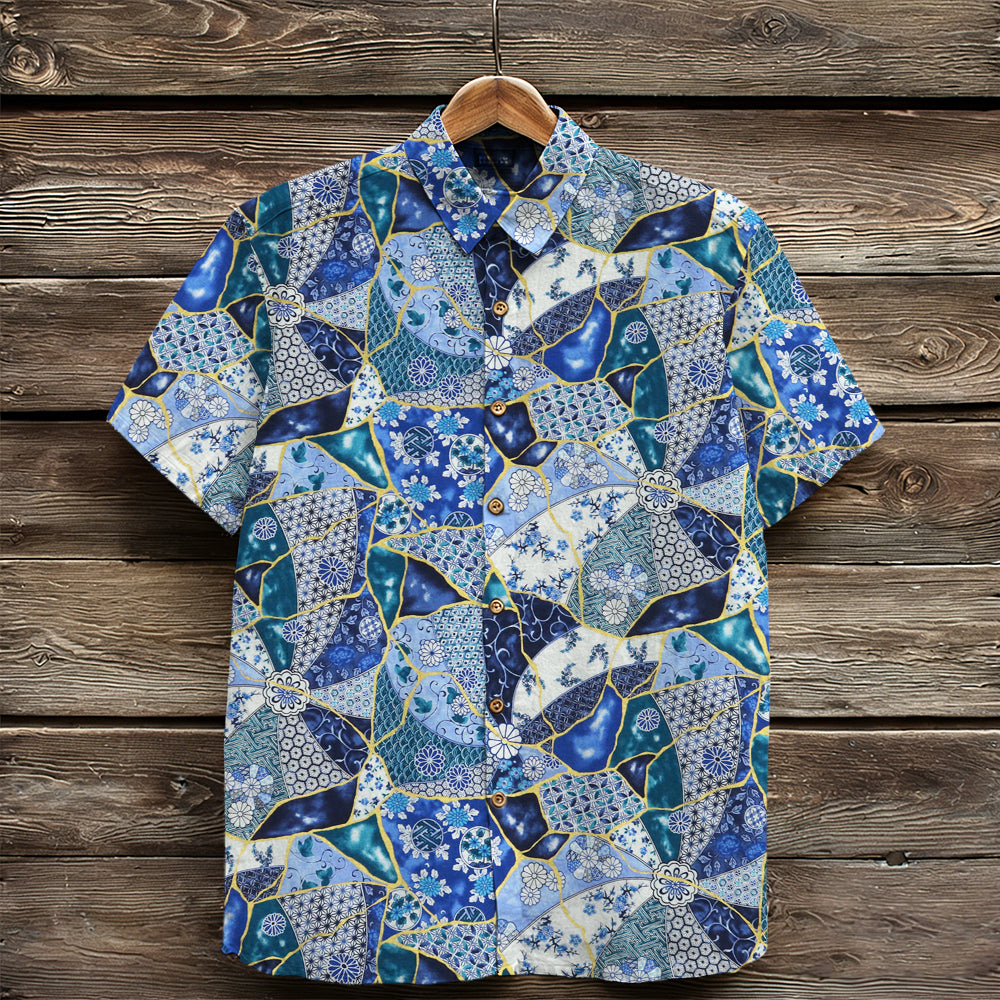Vintage Japanese Inspired Pattern Cozy Linen Shirt