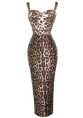 Animal Print Bustier Midi Dress