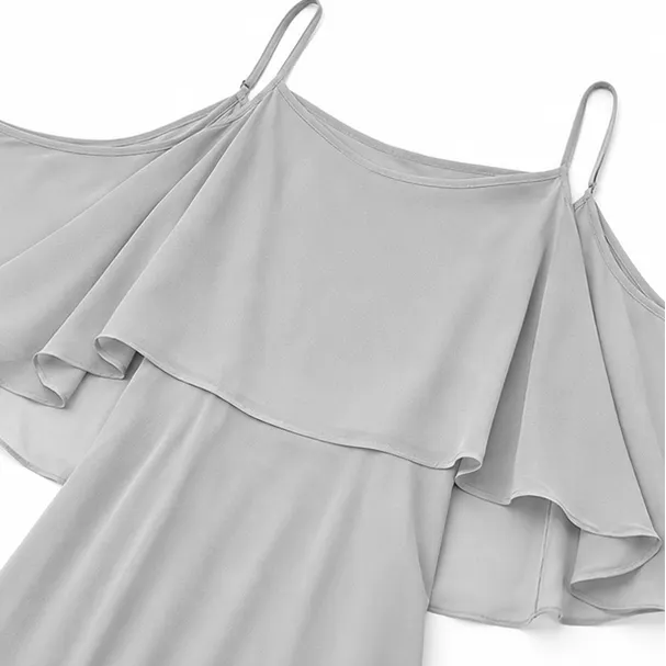 Solavia – Cold Shoulder Chiffon-like Maxi Dress for Weddings & Formal Events