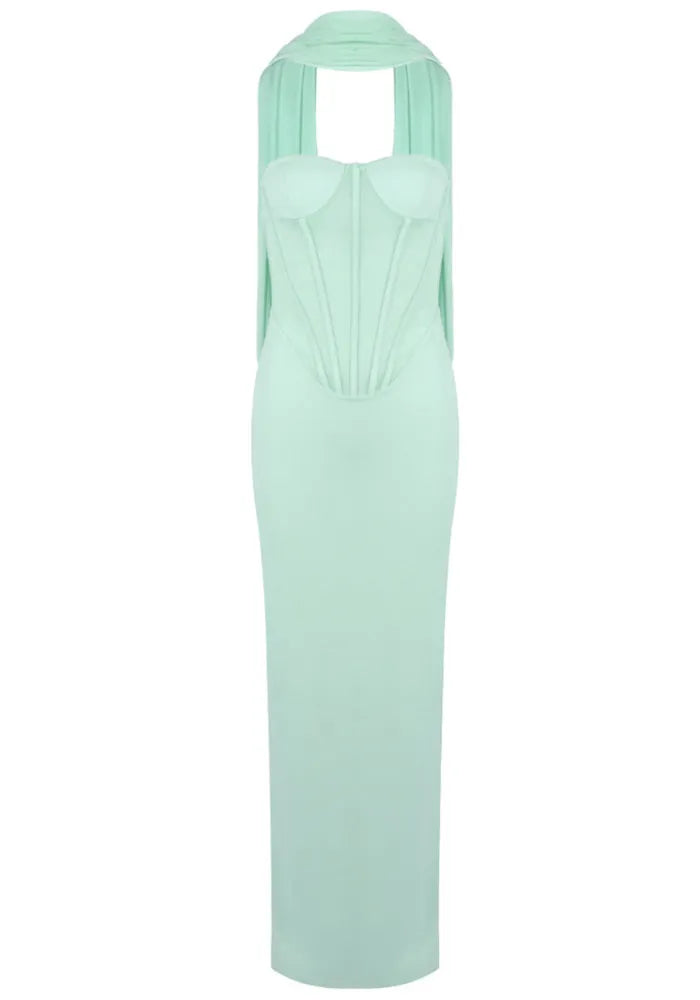Strapless Bustier Maxi Dress Green