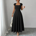 Elowyn – Square Neck A-Line Midi Dress with Sculpted Waist