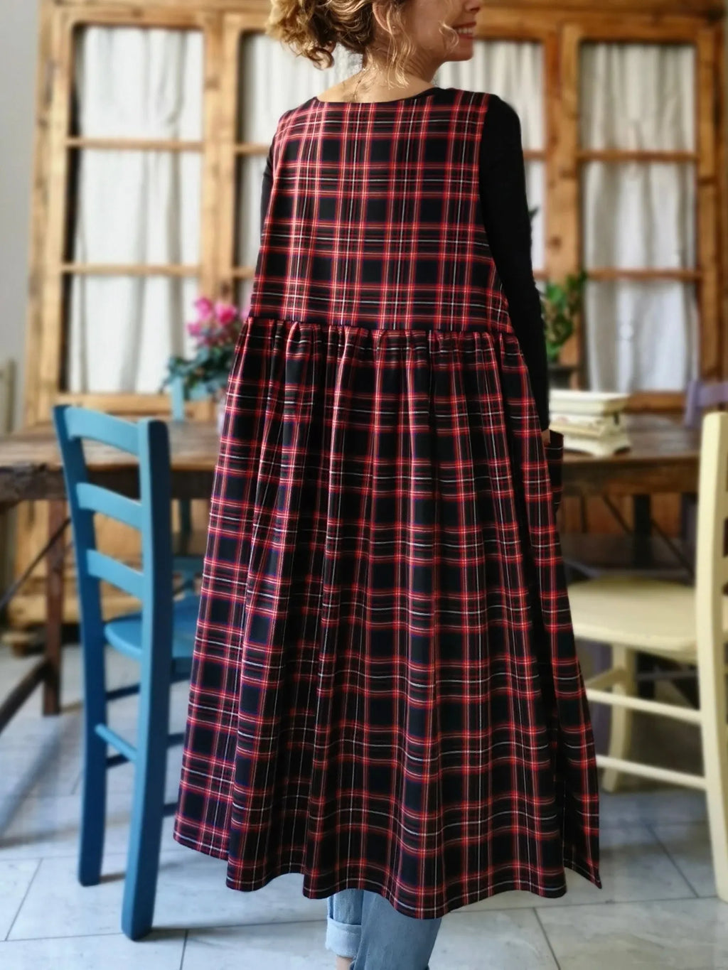 Red & Black Check Apron
