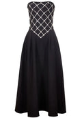 Strapless Crystal Design A Line Dress Black