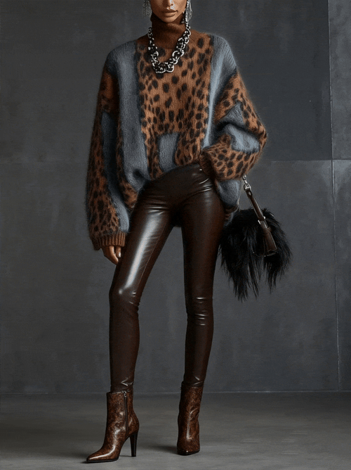 24-Hour-Shipping Brown Faux Leather Pants