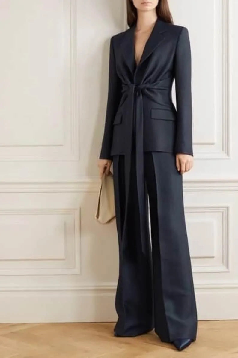 women two piece suit with shiny satin /two piece suit/top/Womens suit/Womens Suit Set/Wedding Suit/ Women’s Coats Suit Set.
