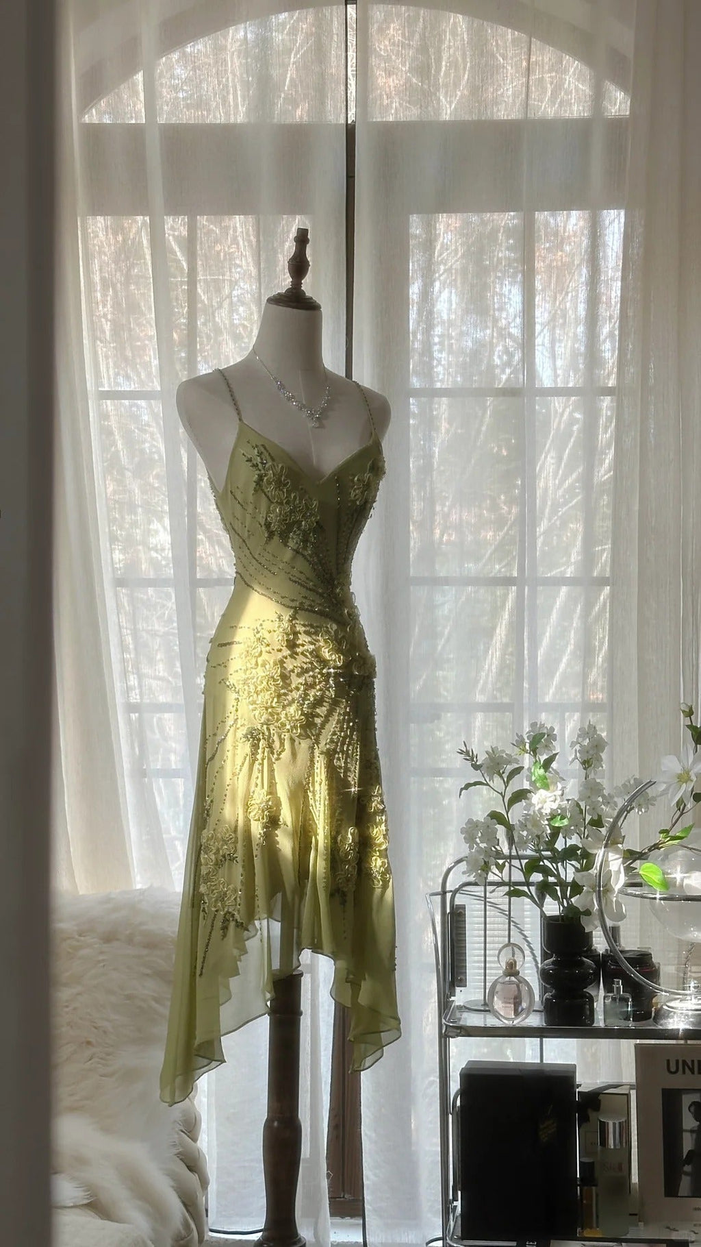 Vintage Evening Dresses, Sleeveless Green Party Gowns  25516