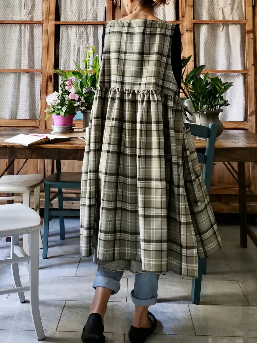 Grey and Green Tartan Apron