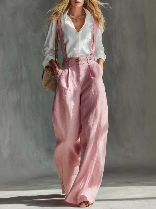 Cozy Loose-fitting Linen Overalls Wide-leg Pants ( Two-way Wear)