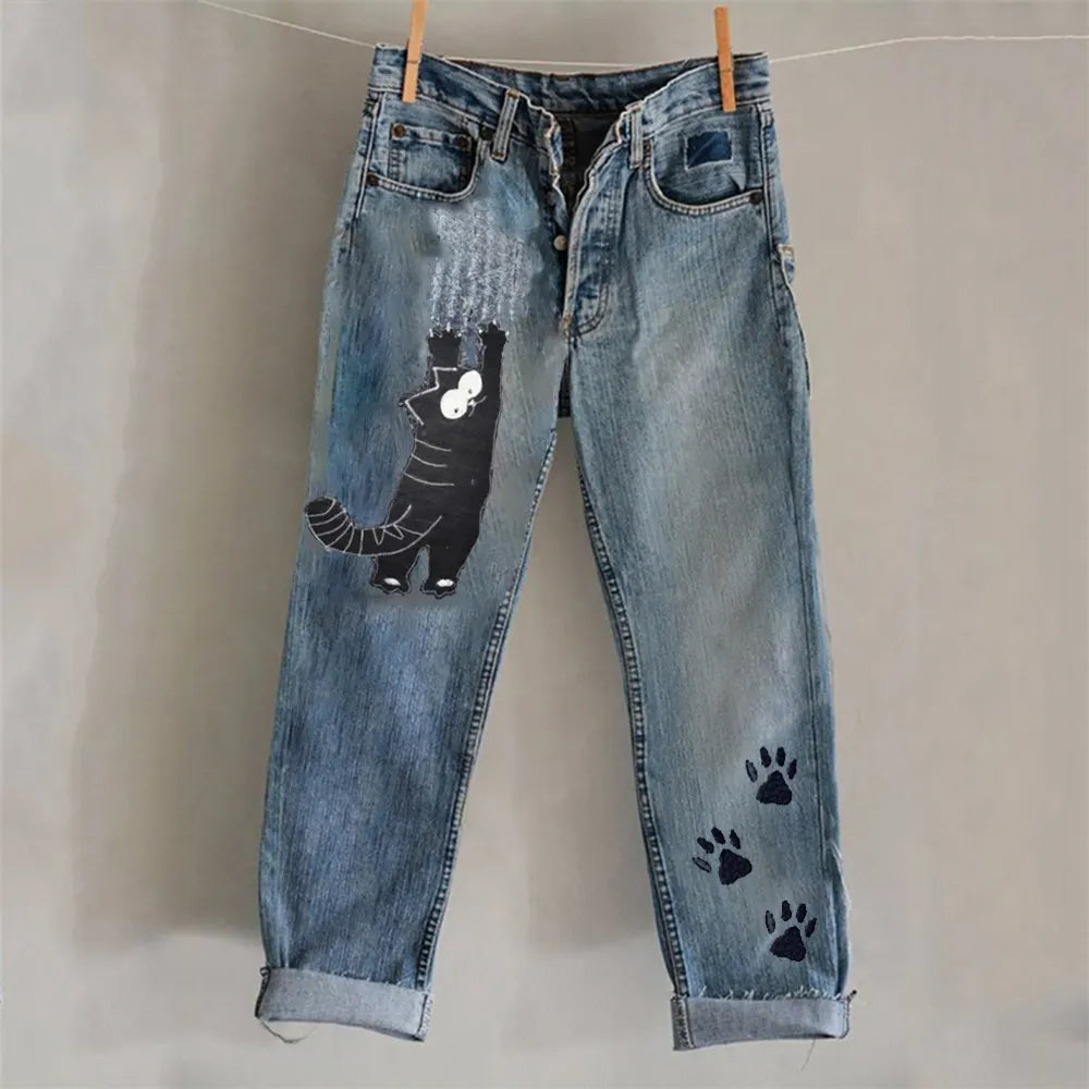 Women's Startled Cat-cat Vintage Jeans