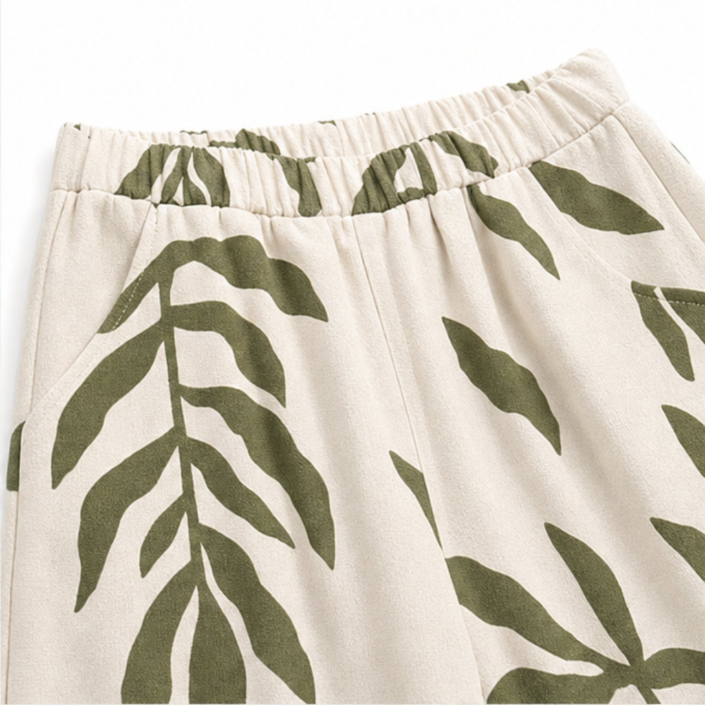 Solavia – Effortless 2 Piece Set, Sleeveless V-Neck Top and Wide-Leg Printed Pants