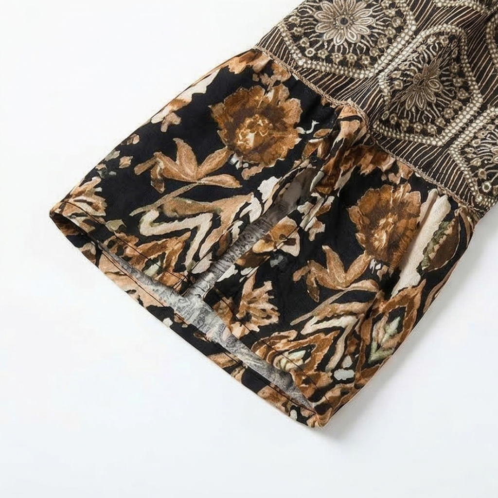 Vivara - Elegant V-Neck Printed Dress