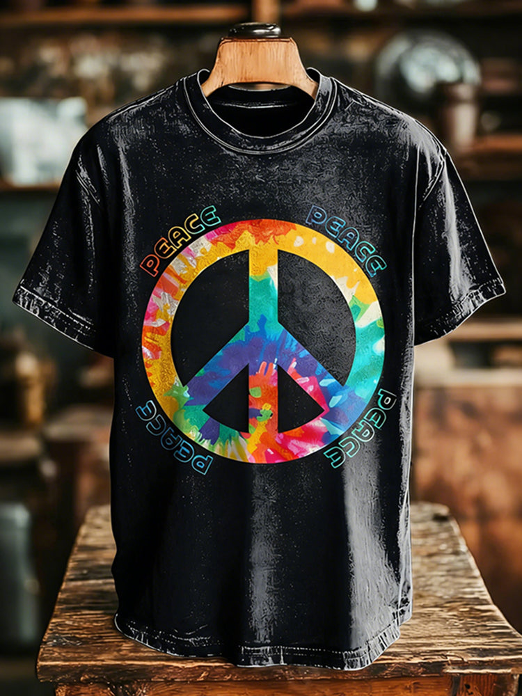 Hippie Tie Dye Unisex Vintage Art Print Casual T-shirt