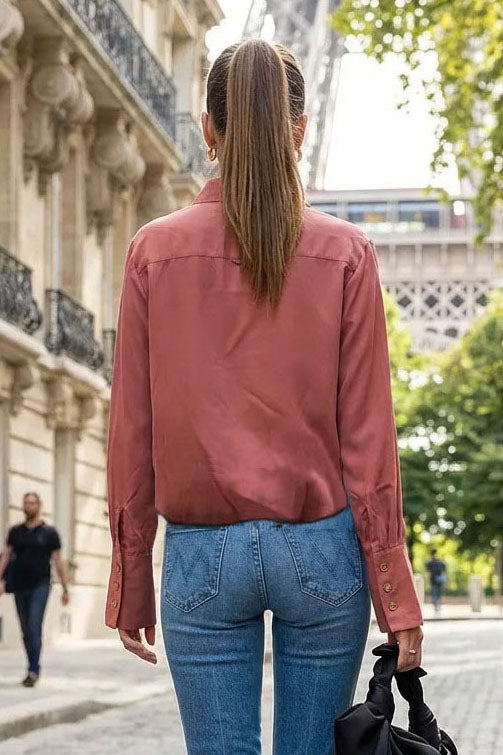 FRONT ZIP BELL CUFFS BLOUSE