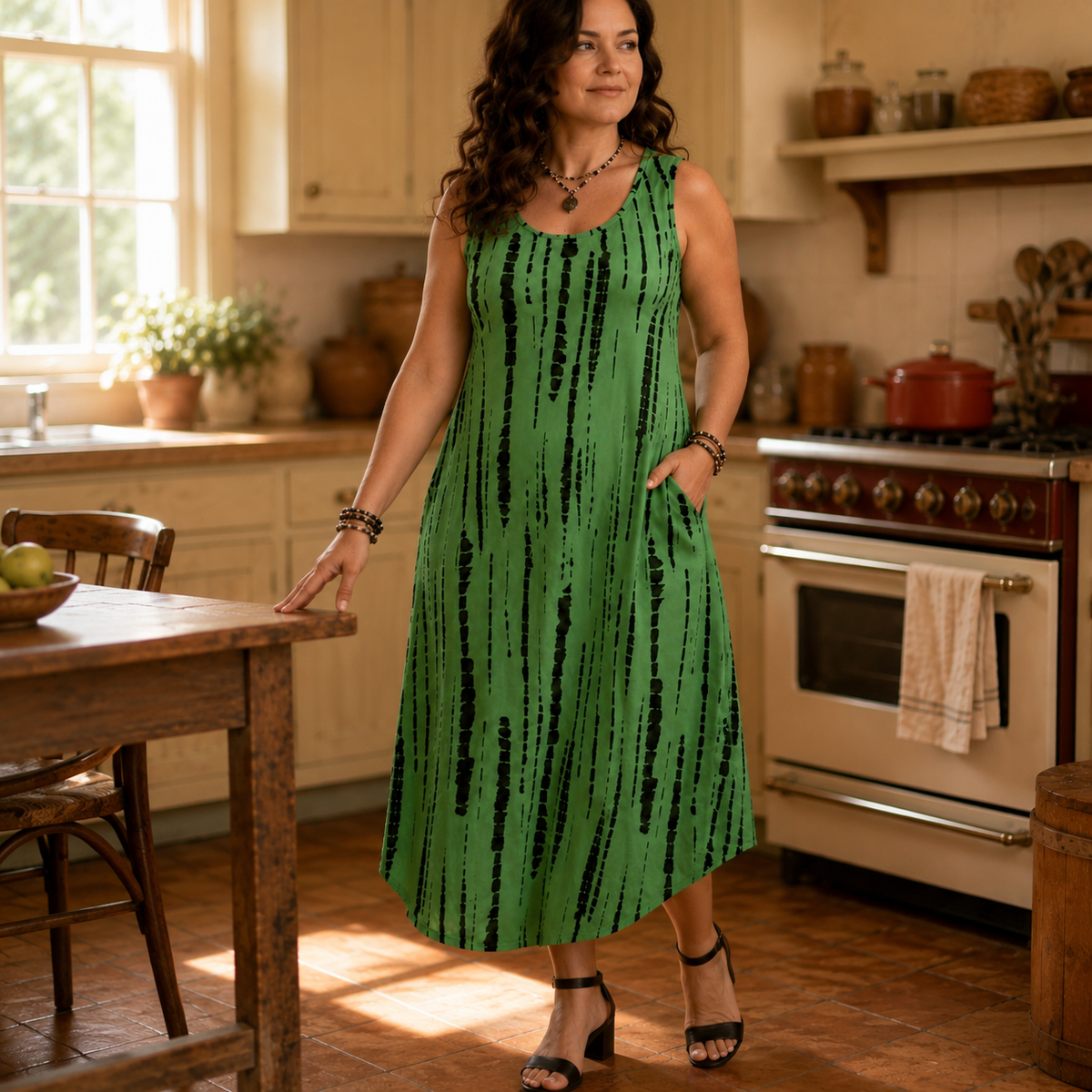Soliera – Relaxed Fit Sleeveless Midi Dress With Pockets