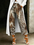 Women's Fashion Graffiti Stripes & Leopard Print Artistic Print Casual Wide-leg Jeans