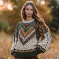 Women's Celtic Knot Jacquard Crew Neck Sweater