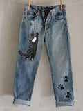 Women's Startled Cat-cat Vintage Jeans