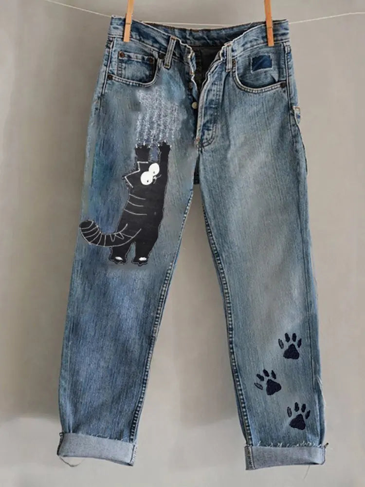 Women's Startled Cat-cat Vintage Jeans
