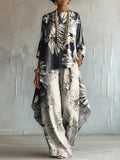 Elegant & Artistic Floral Line-art Two-piece Set