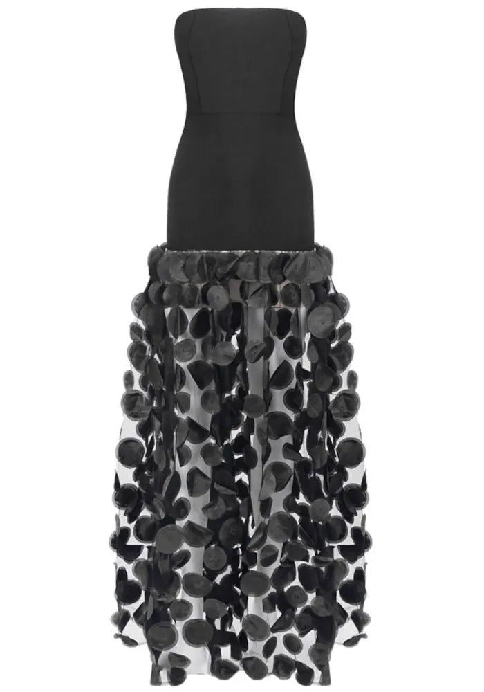 Strapless A Line Maxi Dress Black