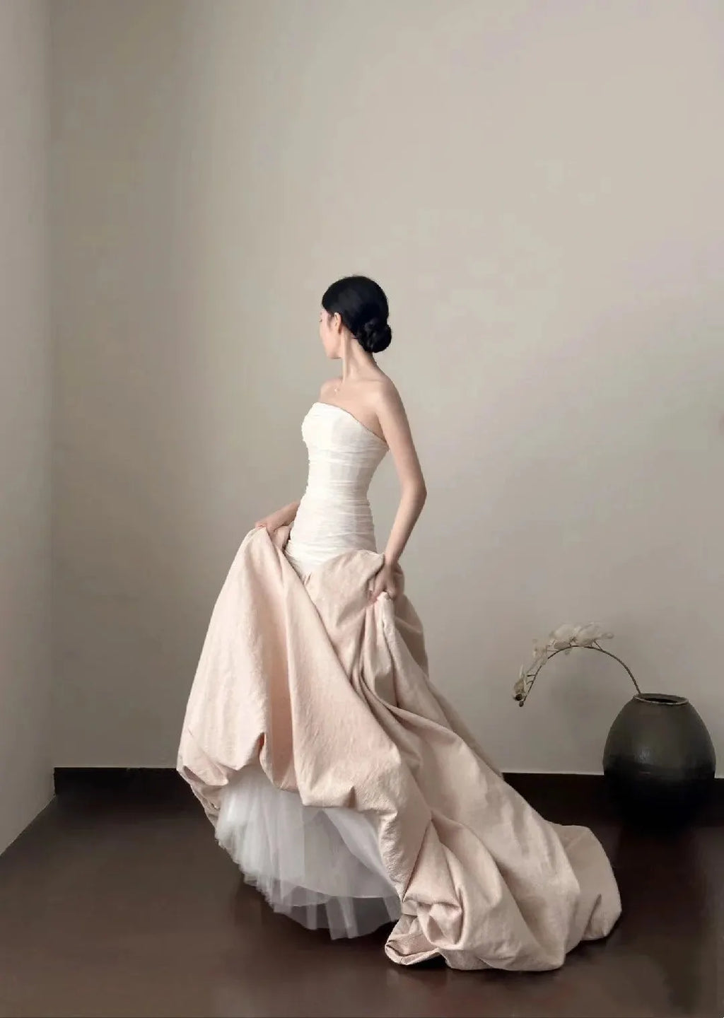 White Pink Fashionable Elegant Long Tulle Ball Gown Evening Dress Party Dress Wedding Dress 4173