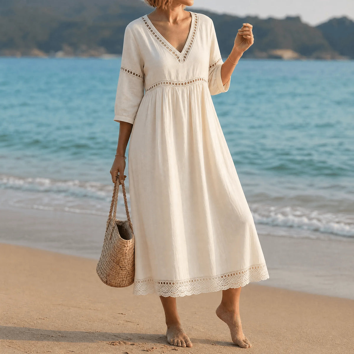 Solmera – Crochet Trim Midi Dress