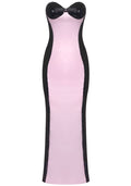 Strapless Sequin Bustier Maxi Dress Pink Black