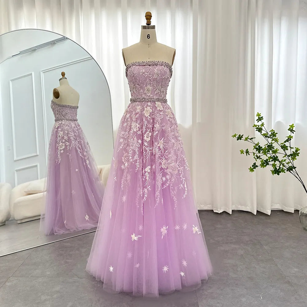 Dreamy Vow Olive Green Luxury Dubai Evening Dresses for Women Wedding Party Elegant Arabic Strapless Formal Prom Gowns 380