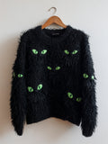 Hidden Black Cats Inspired Fuzzy Cozy Knit Sweater