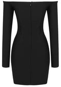 Long Sleeve Crystal Bustier Dress Black