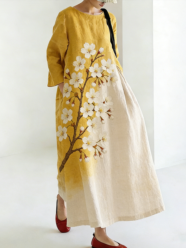 Japanese Art Retro Vacation Leisure Cotton And Linen Dress