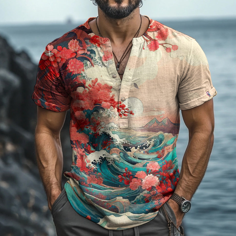 Japanese Art Print Casual Shirt