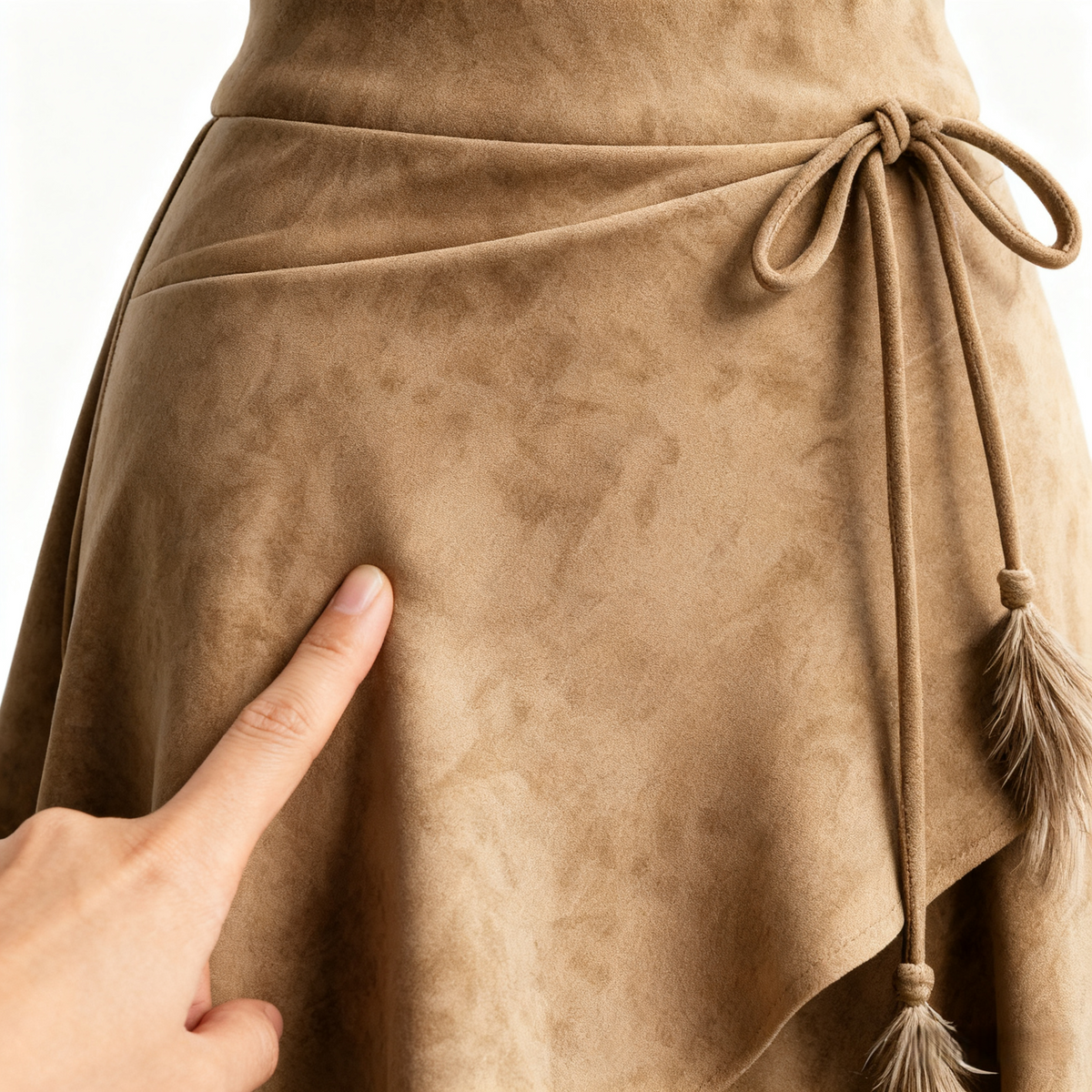 Retro Western Style Irregular Design Suede Skirt