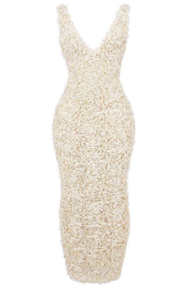 Floral Midi Dress Ivory