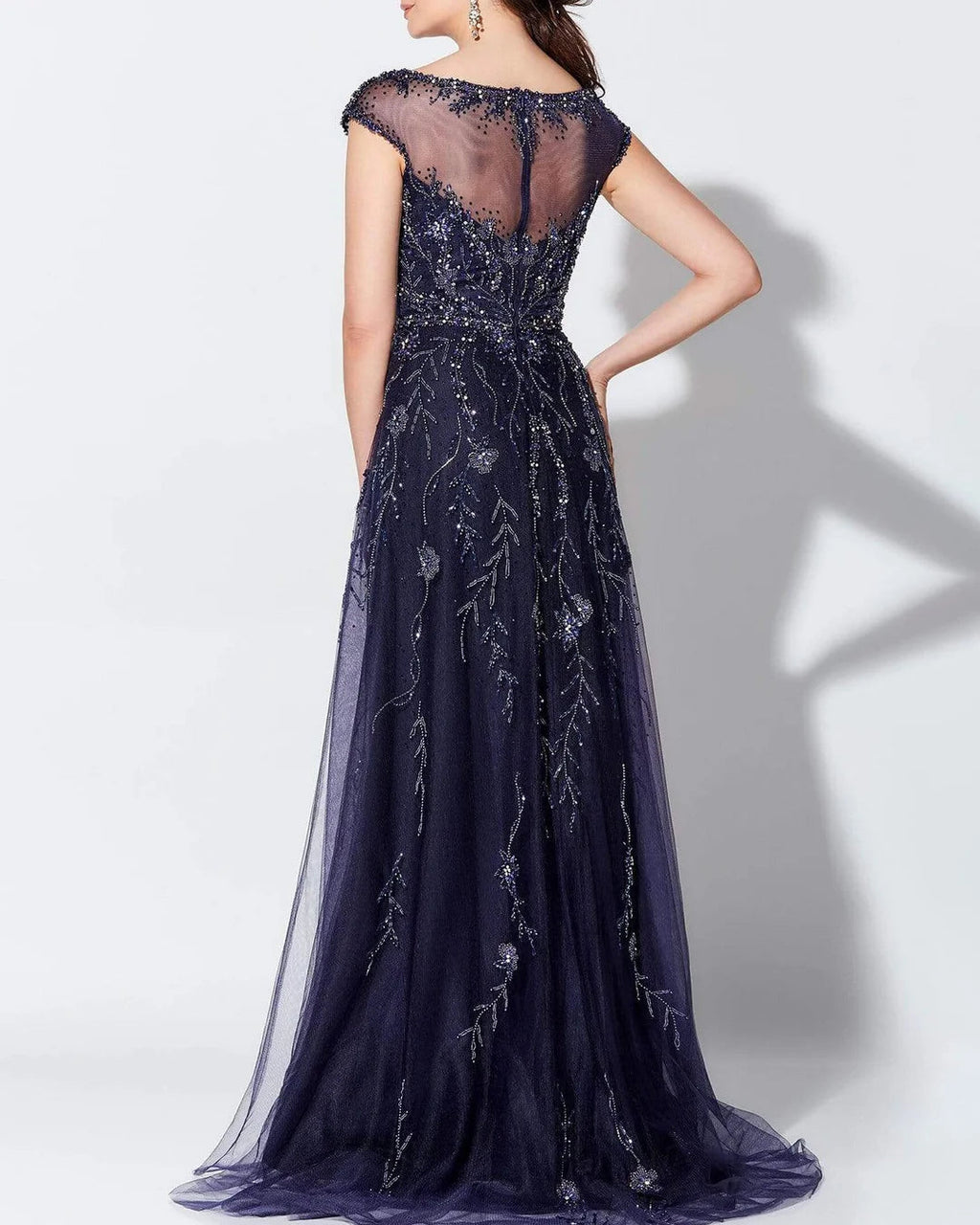 Ladies Elegant Rhinestone Mesh Dress - 01