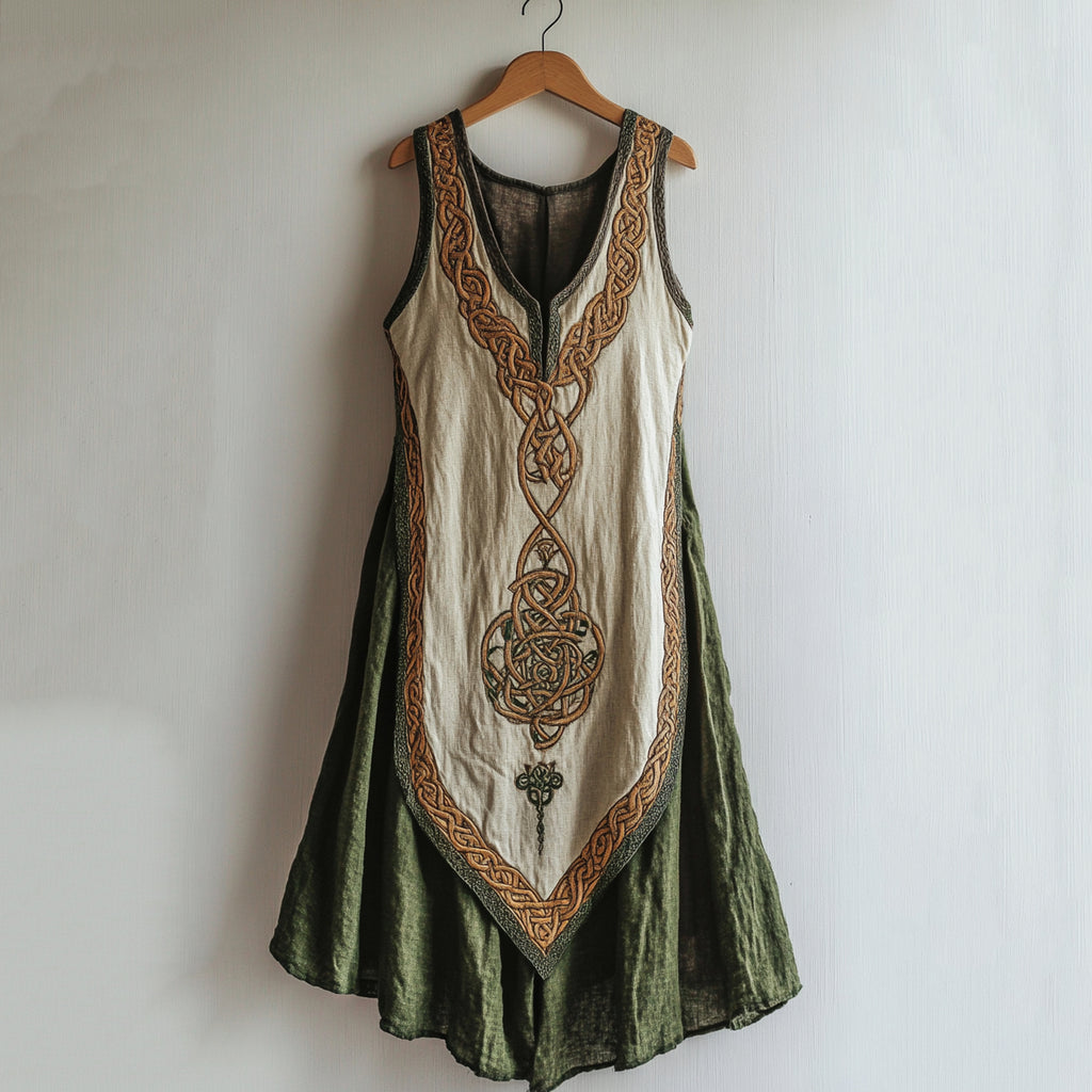 Tribal Viking Celtic Knot Art Linen Tank Dress