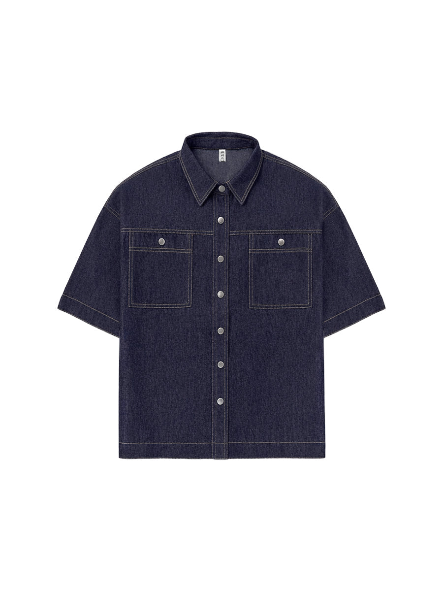 Half Sleeves Loose Buttoned Lapel Blouses&Shirts Tops