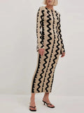 Contrast Bell Sleeve  Maxi Dress