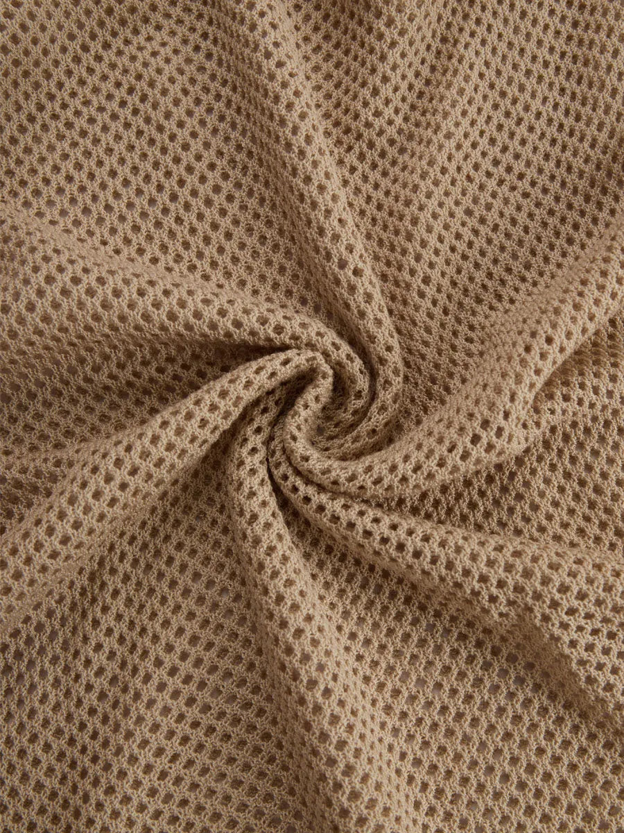 Retro Khaki Short-sleeved Knit Top