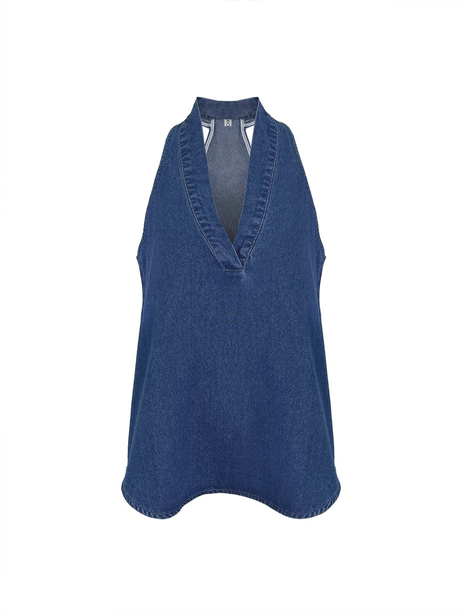 Loose Sleeveless Solid Color V-Neck Vest Top