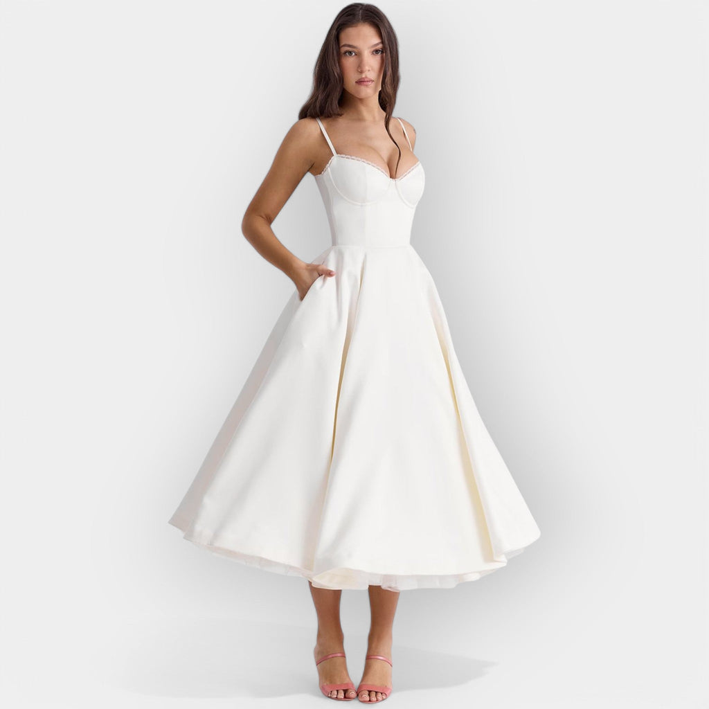 Simple White Midi Dress