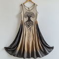 Viking Life Of Tree Celti Art Patchwork Linen Tank Dress